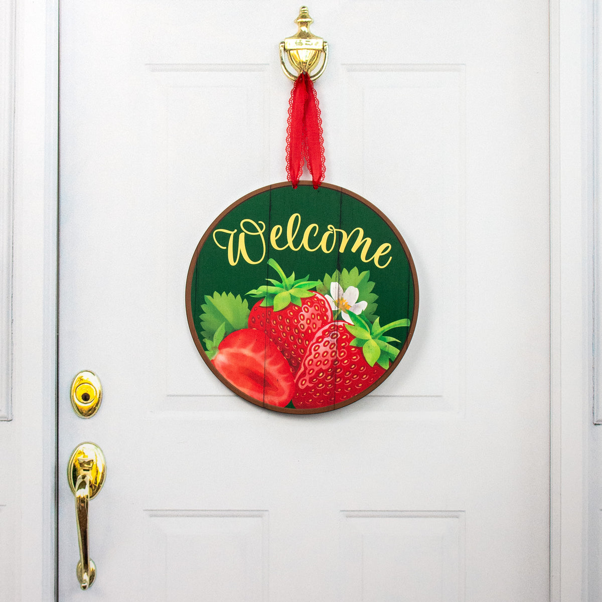 17" Waterproof Door Hanger: Strawberry Welcome Lifestyle Photo