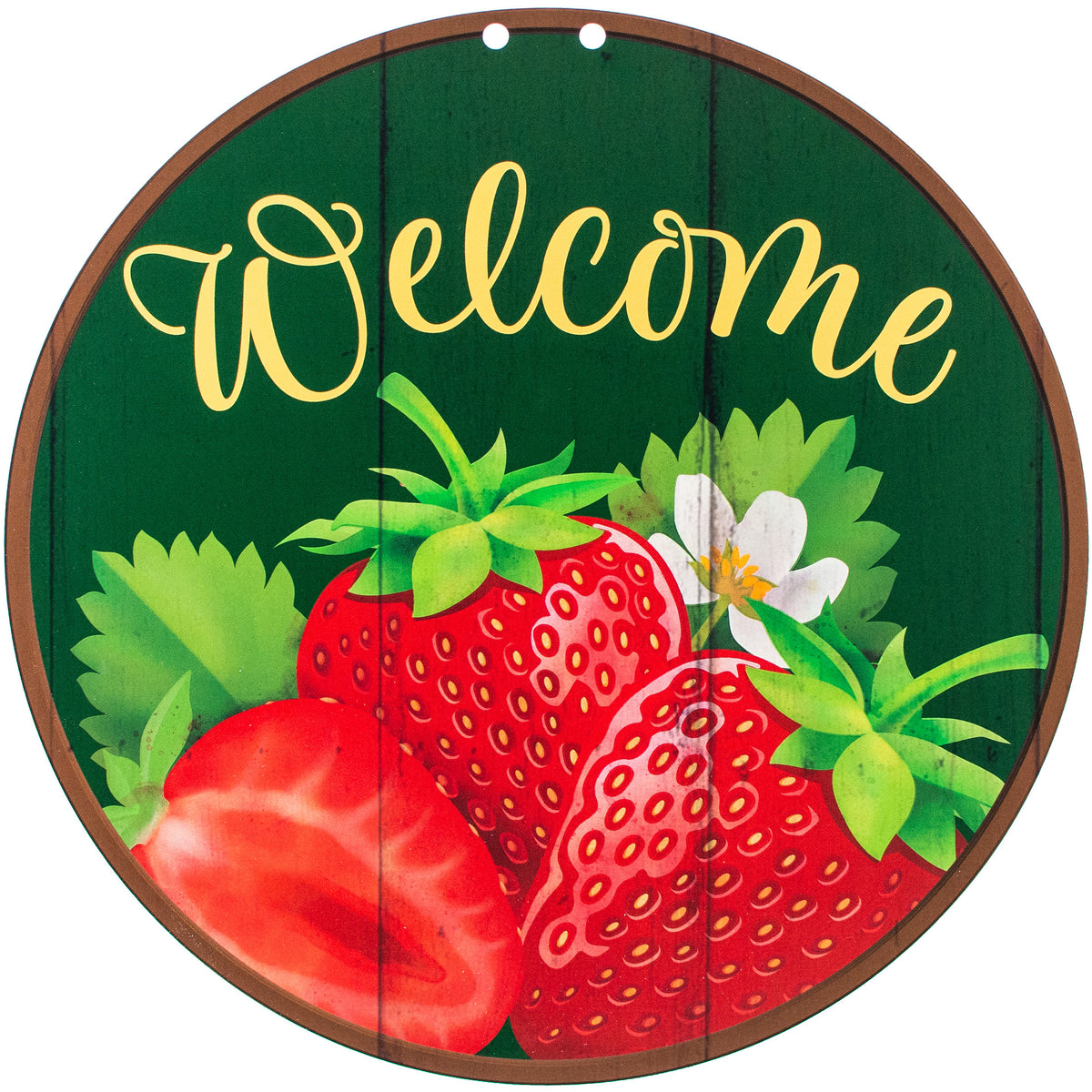 17" Waterproof Door Hanger: Strawberry Welcome Item Number: DD1002WH