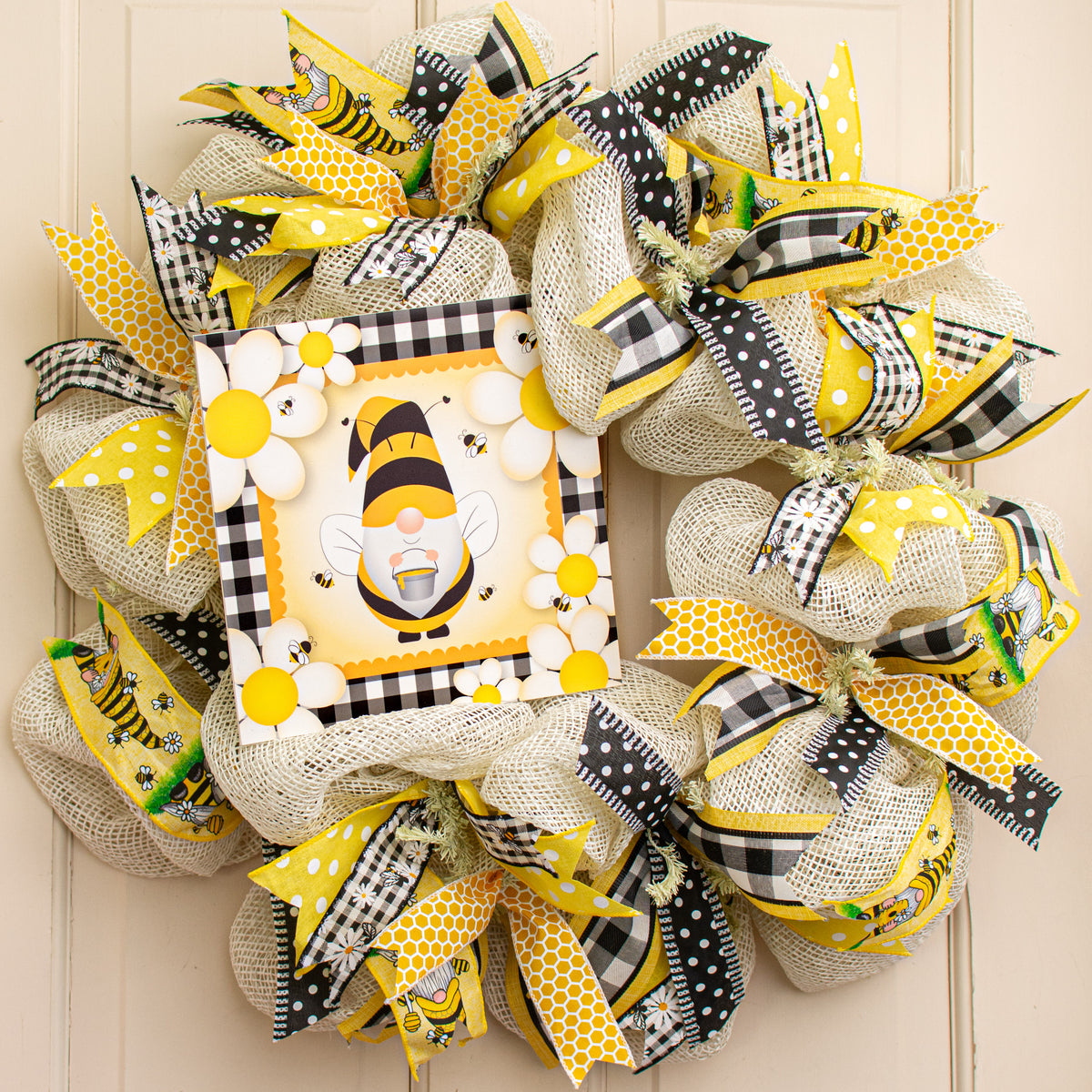 9" Waterproof Sign: Daisies and Bees Gnome Lifestyle Photo