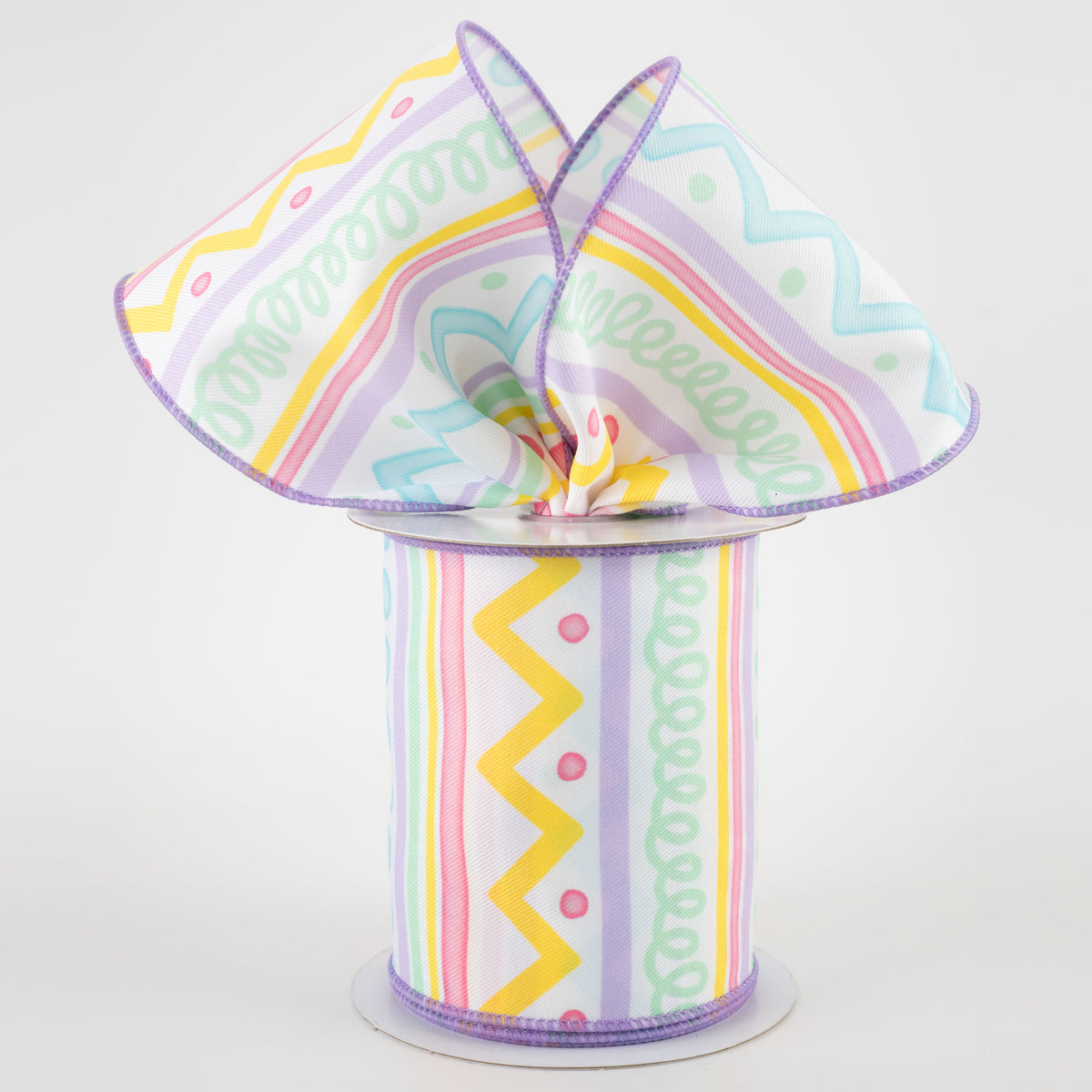 4" Whimsical Stripes Ribbon: Pastel Spring (10 Yards) Lifestyle Photo