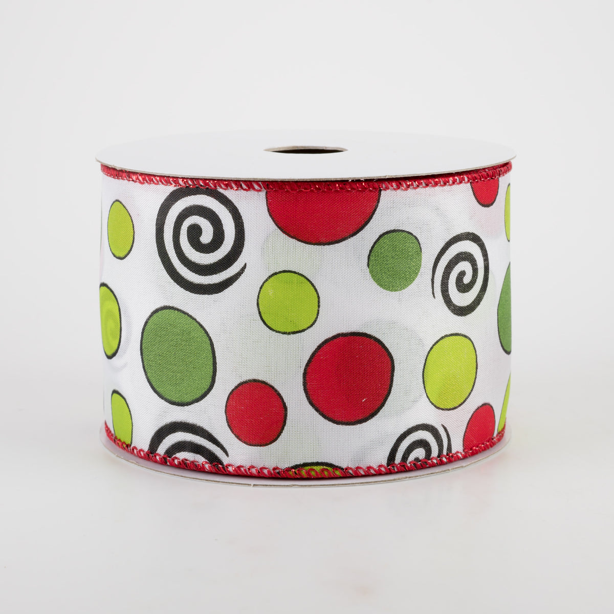 2.5" Whimsy Holiday Dots & Swirls Ribbon (10 Yards)