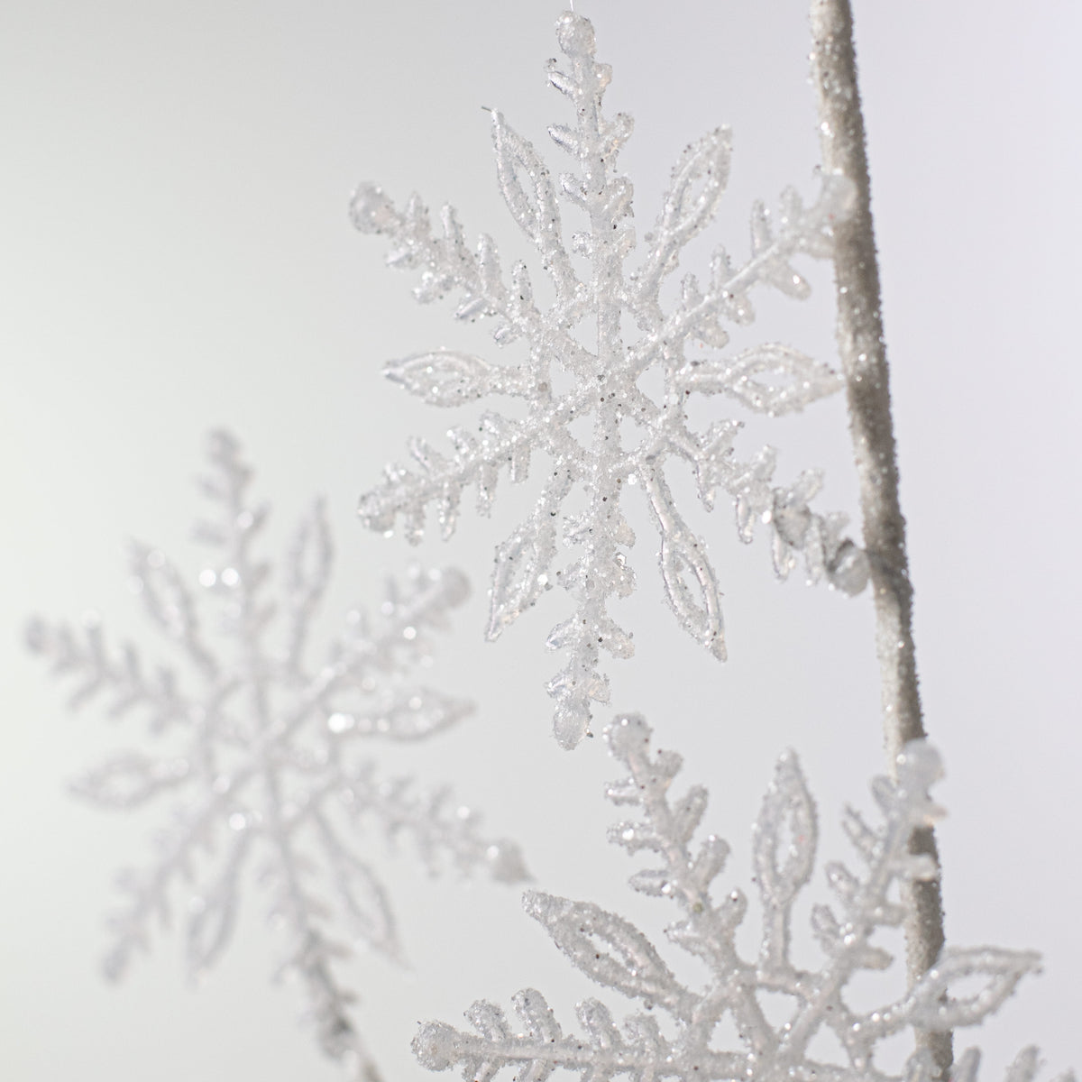 22" White Glitter Snowflake Spray Lifestyle Photo