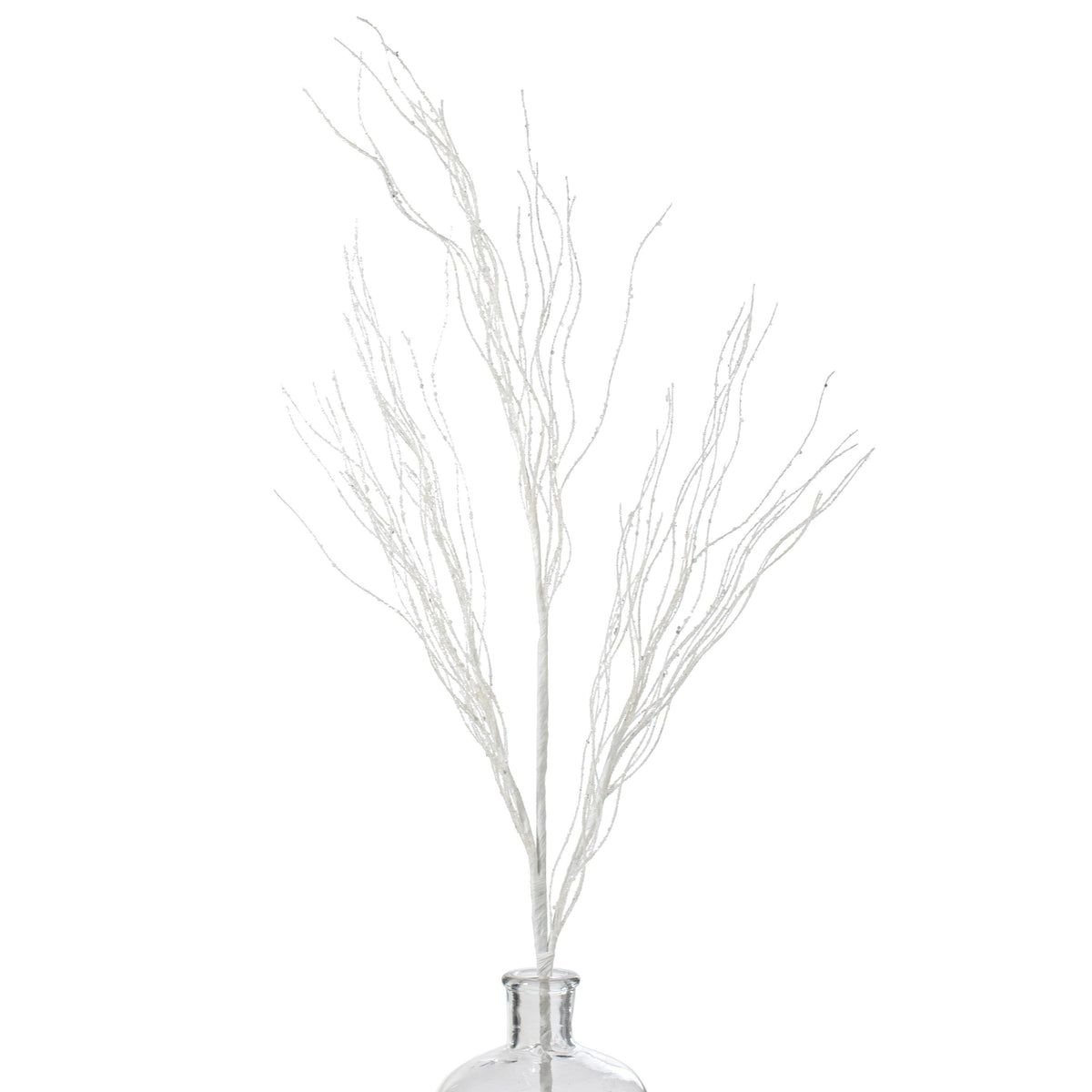 32" White Iridescent Glitter Curly Twig Spray Item Number: XS613727