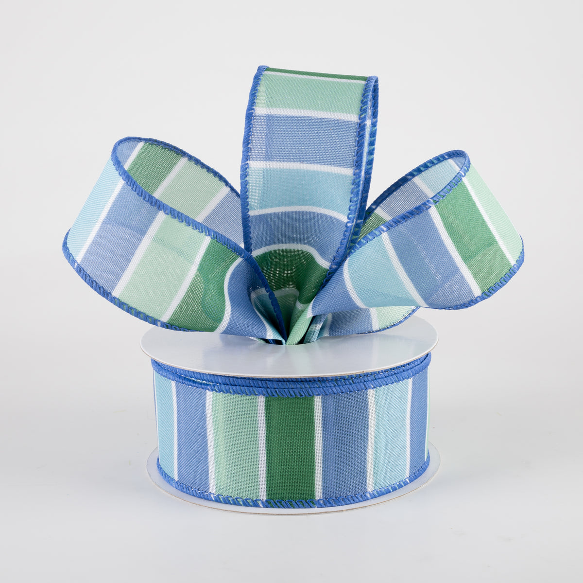 1.5" Wide Stripes Ribbon: Blue, Green, Seaside (10 Yards) Lifestyle Photo