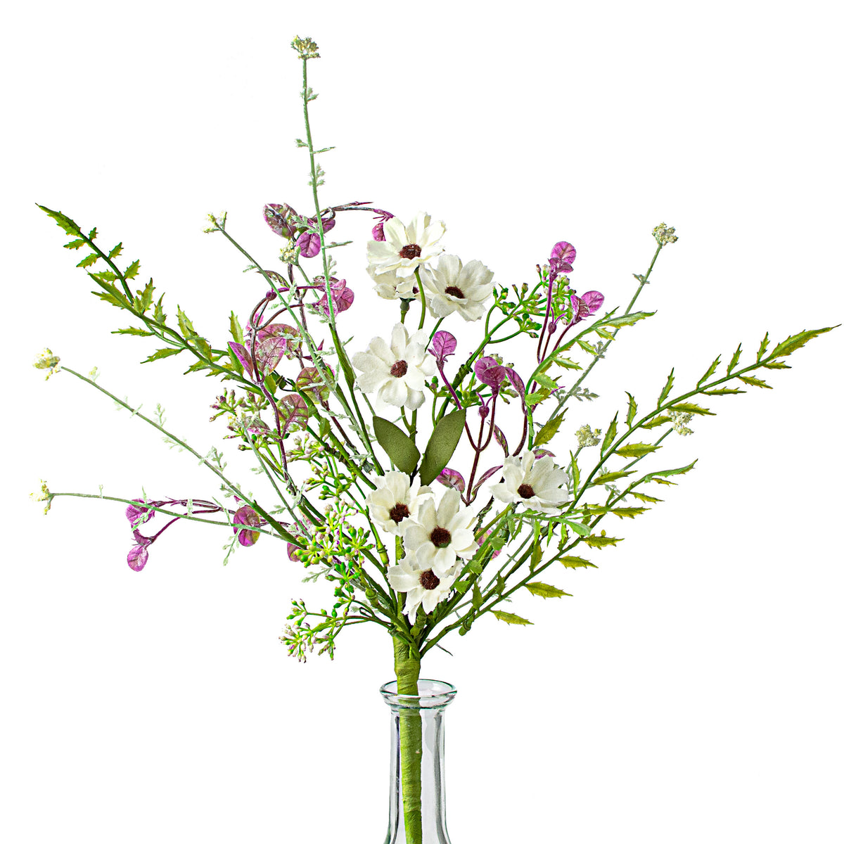 16" Wild Flower Leaves Filler Pick: White & Purple Item Number: 63055SP16