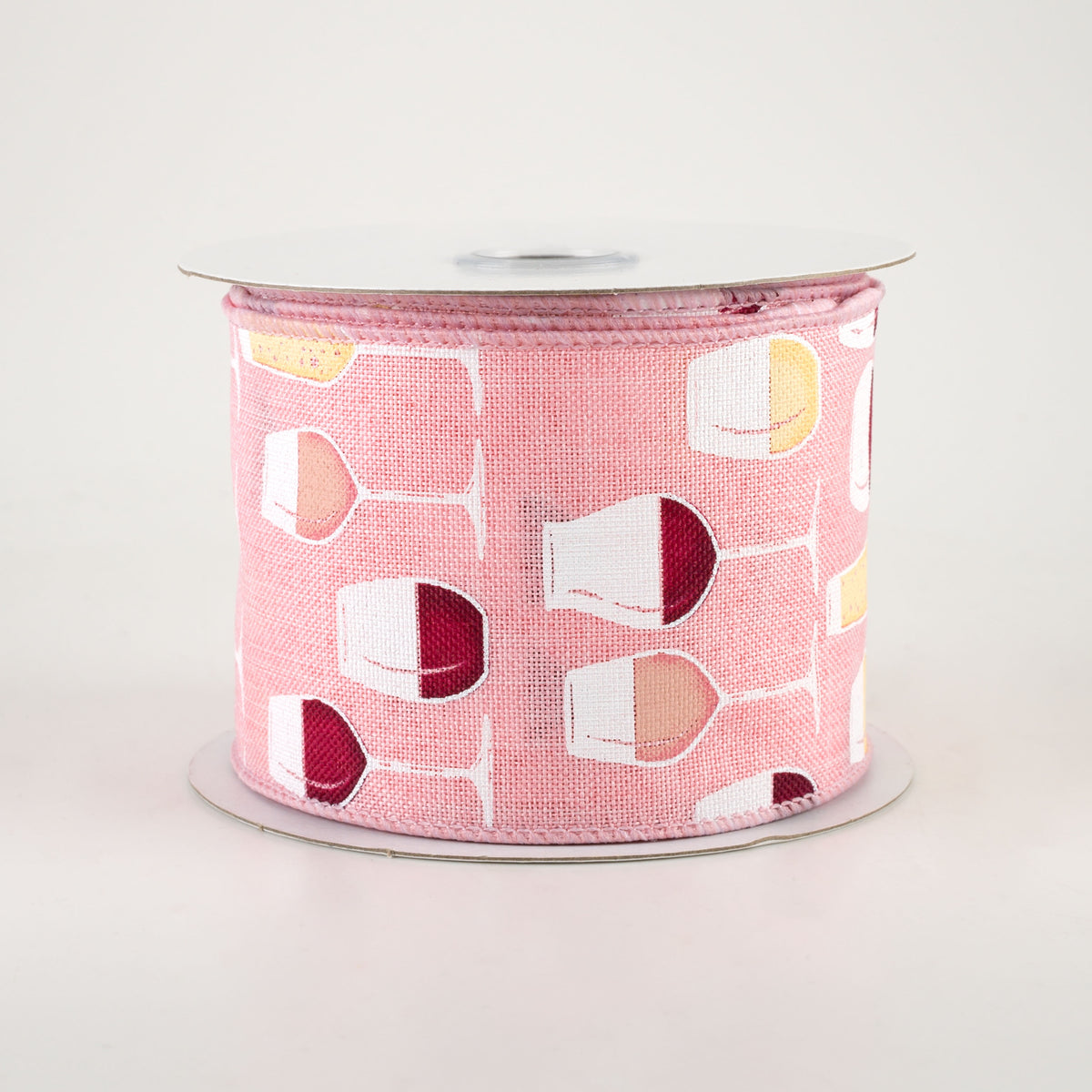 2.5" Wine Glasses Ribbon: Rosé (10 Yards)