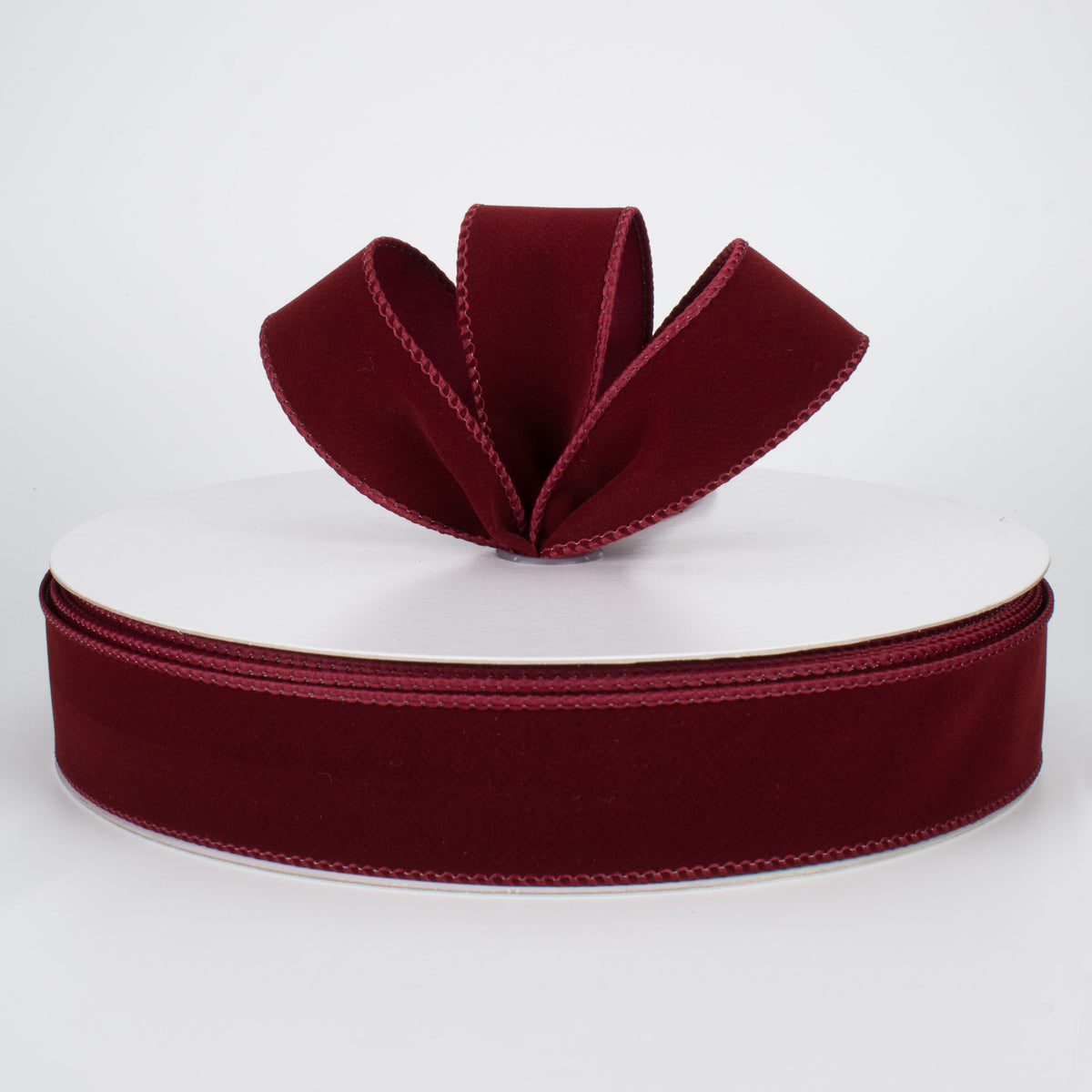 1.5" Wired Velvet Ribbon: Burgundy (50 Yards) Lifestyle Photo