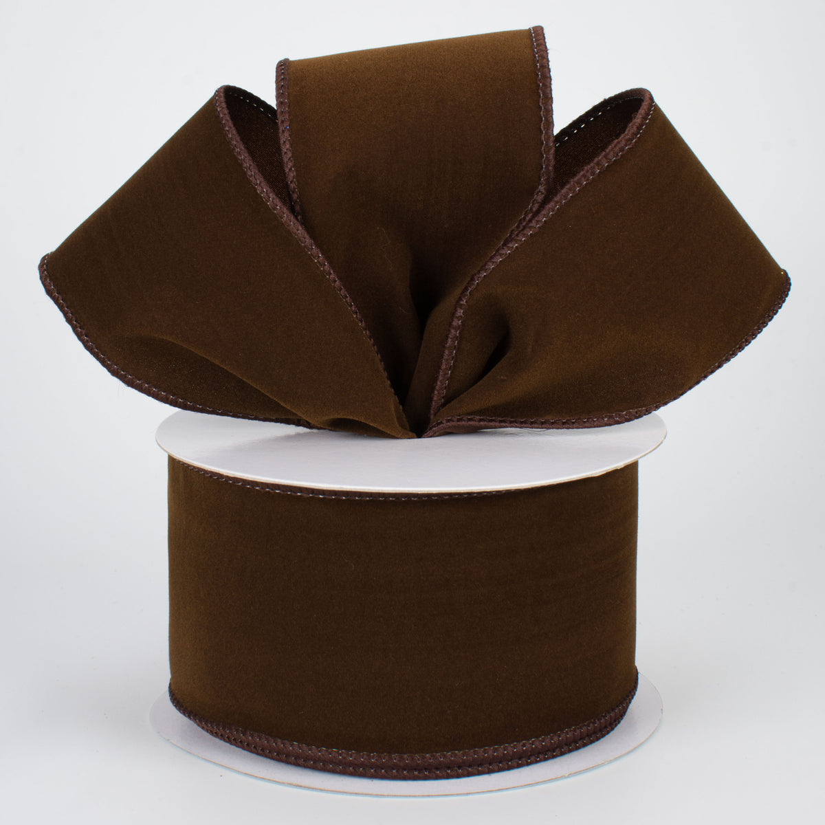 2.5" Wired Velvet Ribbon: Dark Brown (10 Yards) Lifestyle Photo