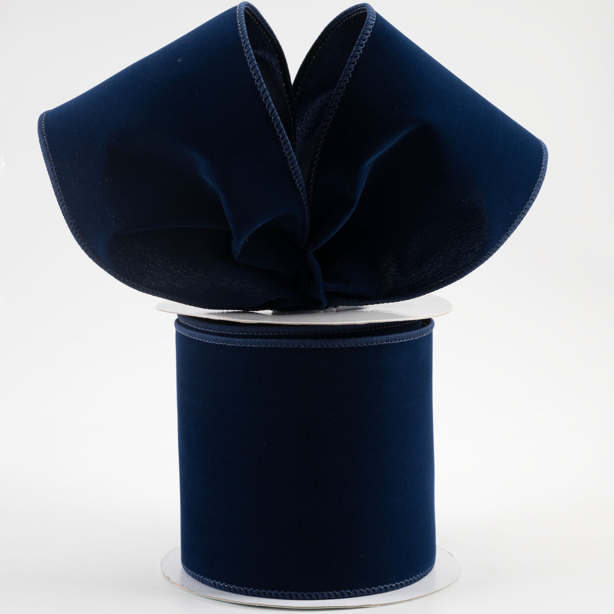 4" Wired Velvet Ribbon: Deep Navy Blue (10 Yards) Lifestyle Photo