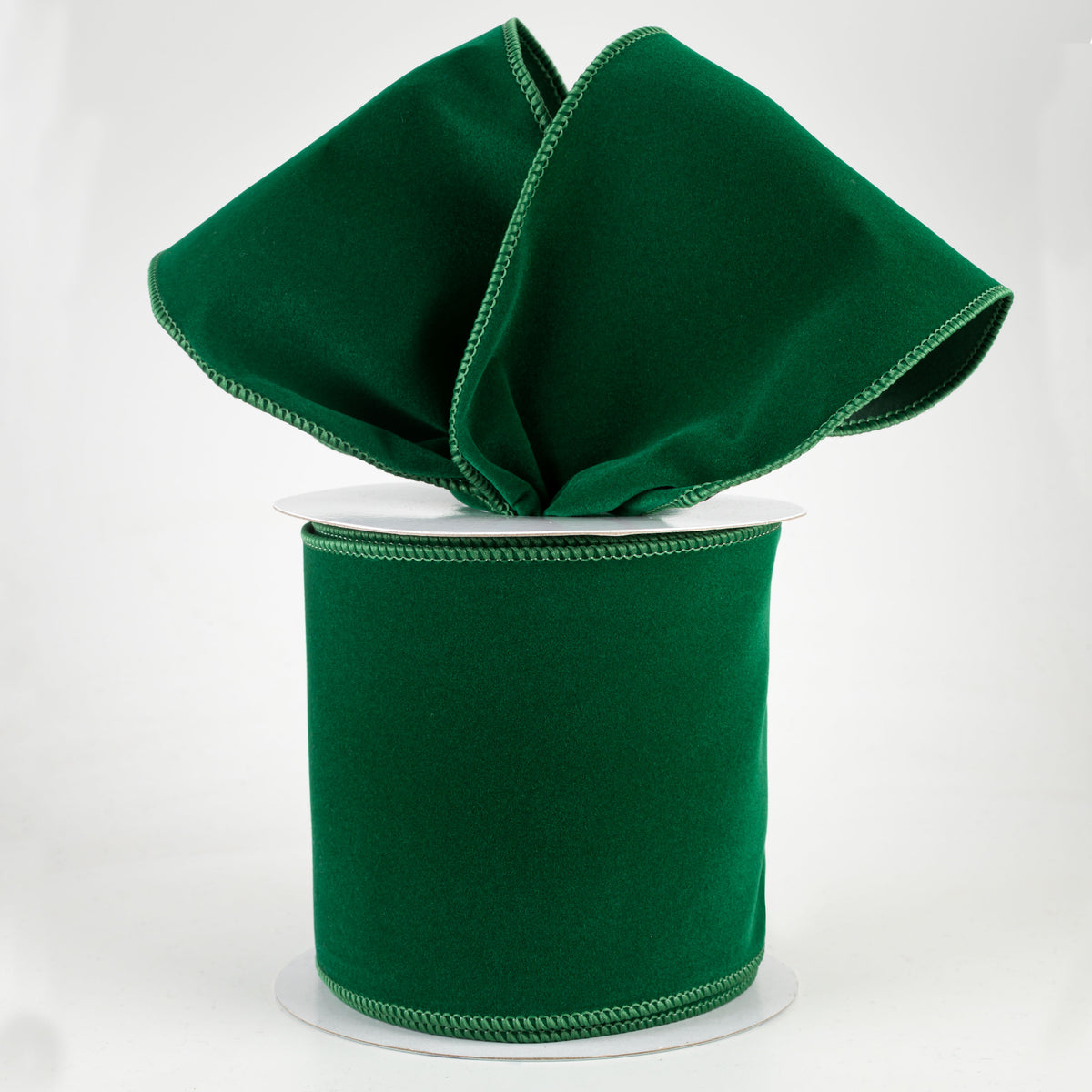 4" Wired Velvet Ribbon: Emerald Green (10 Yards) Lifestyle Photo