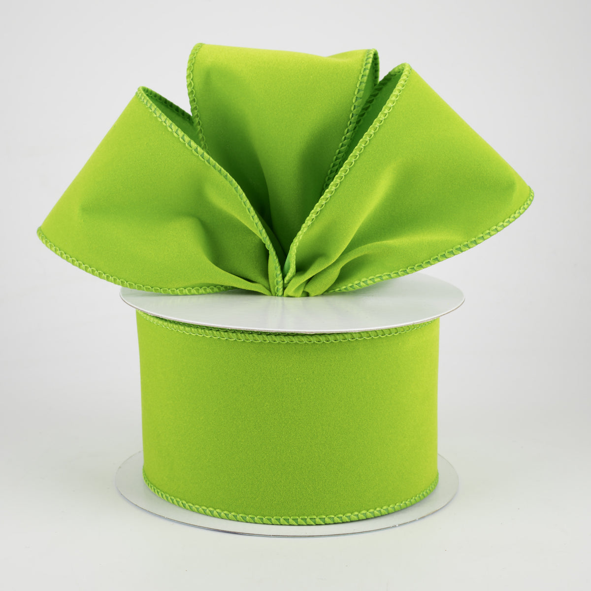 2.5" Wired Velvet Ribbon: Lime Green (10 Yards) Lifestyle Photo