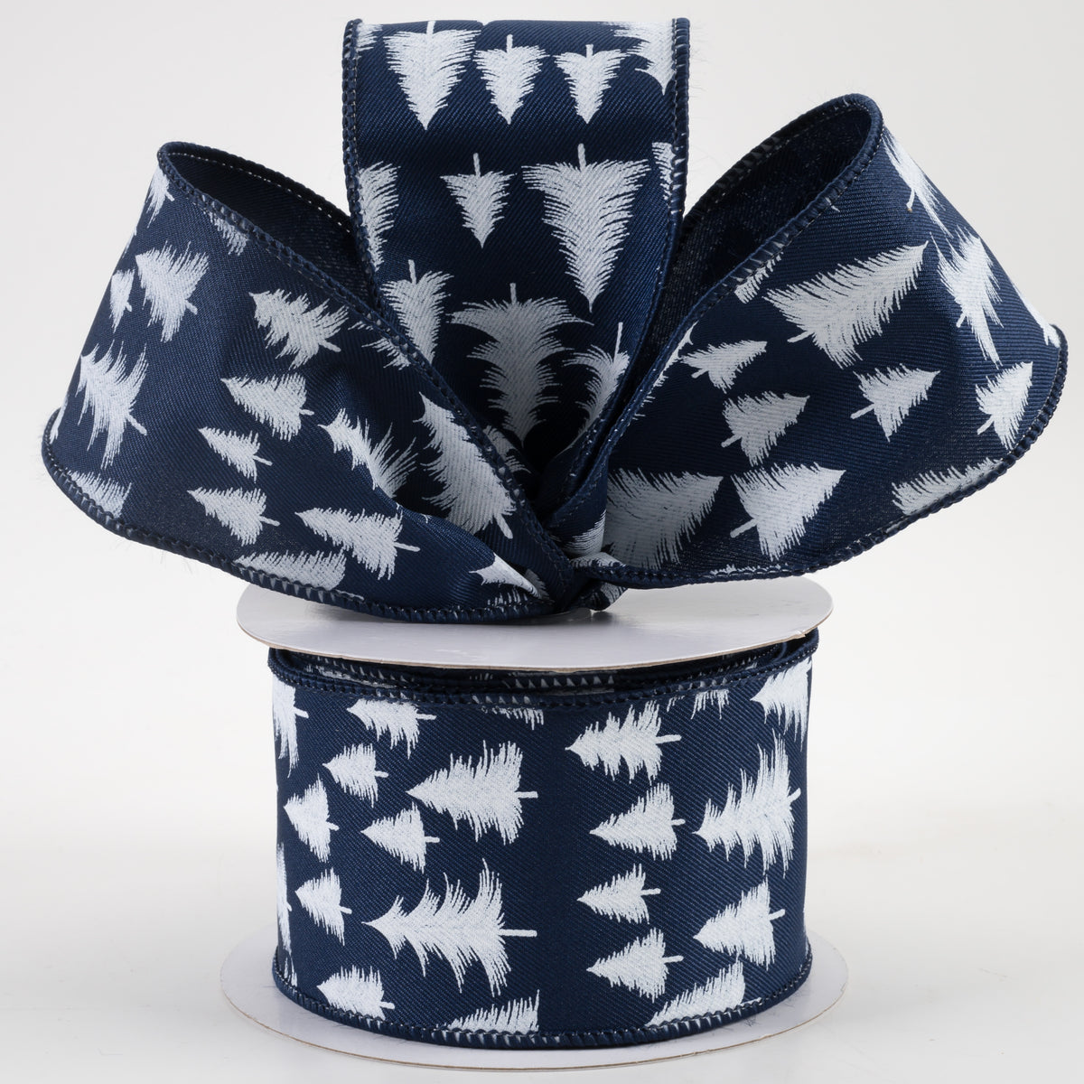 2.5" Wispy Fishline Trees Ribbon: Navy (10 Yards) Lifestyle Photo