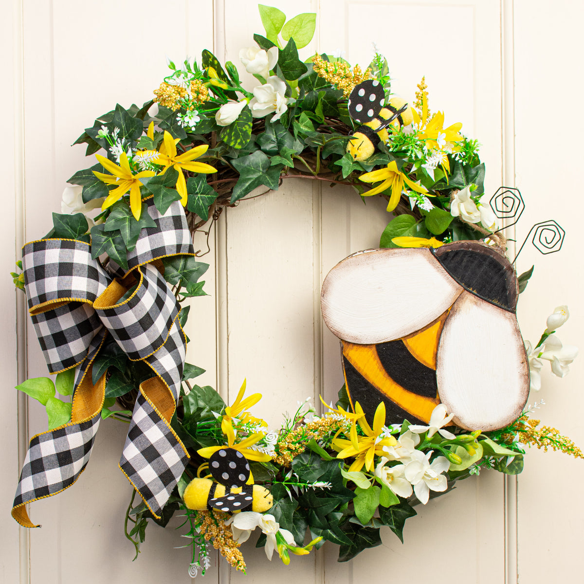 12" Wooden Bee Ornament Lifestyle Photo