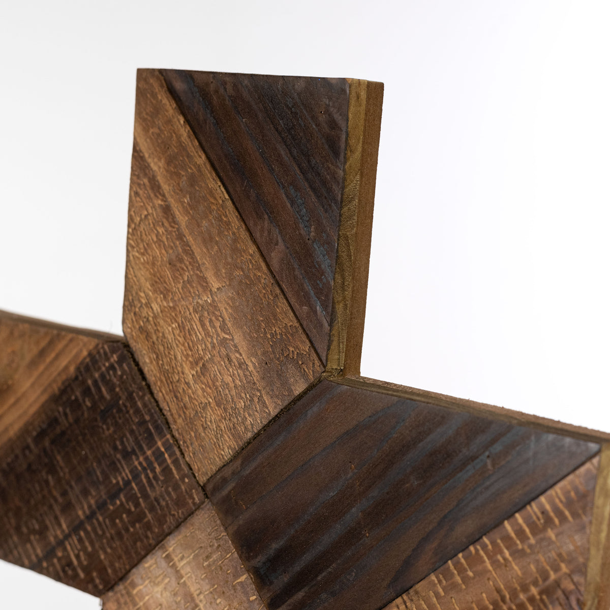 16" Wooden Cross Hanger: Dark Natural detail photo 3