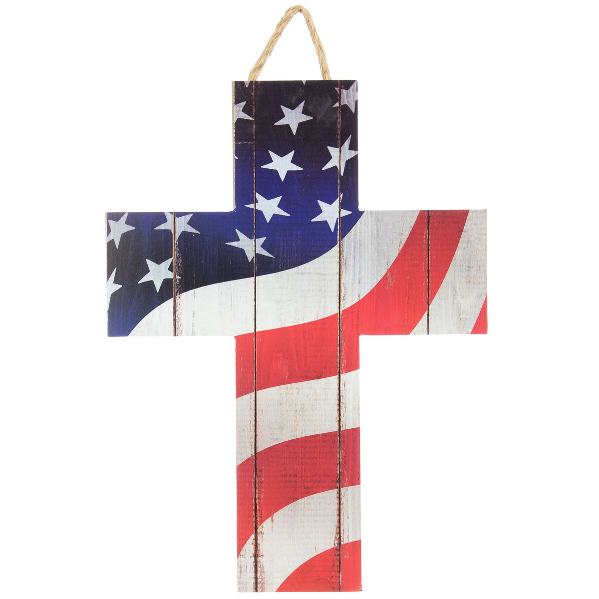 14" Wooden Sign: American Flag Cross Item Number: AP8216