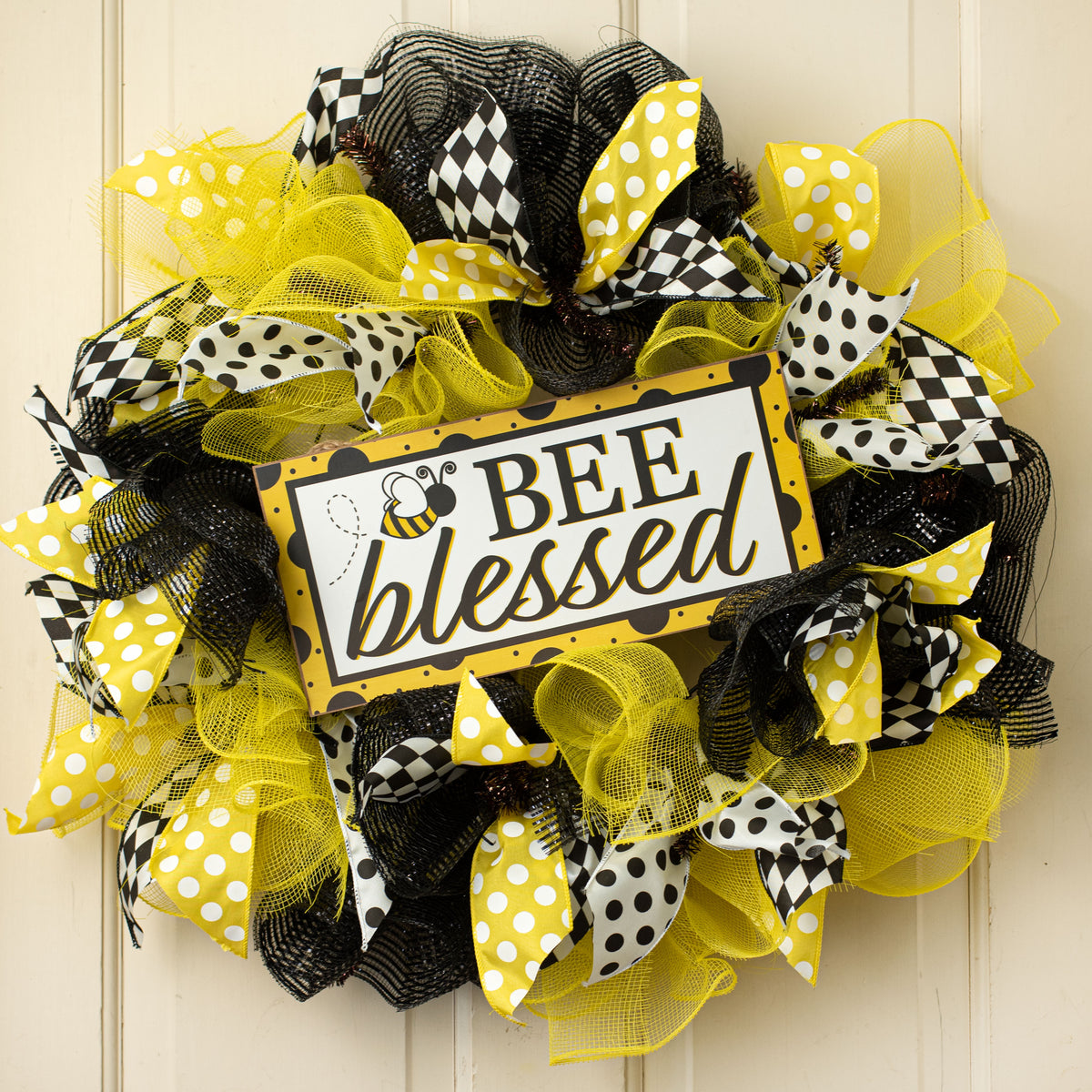12" Wooden Sign: Bee Blessed Sign Lifestyle Photo