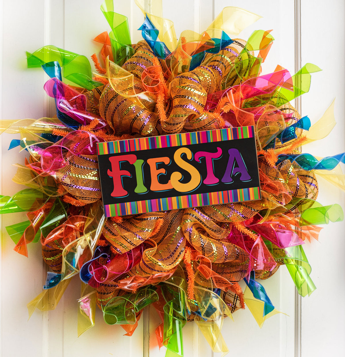 12" Wooden Sign: Fiesta Stripe Edge Lifestyle Photo