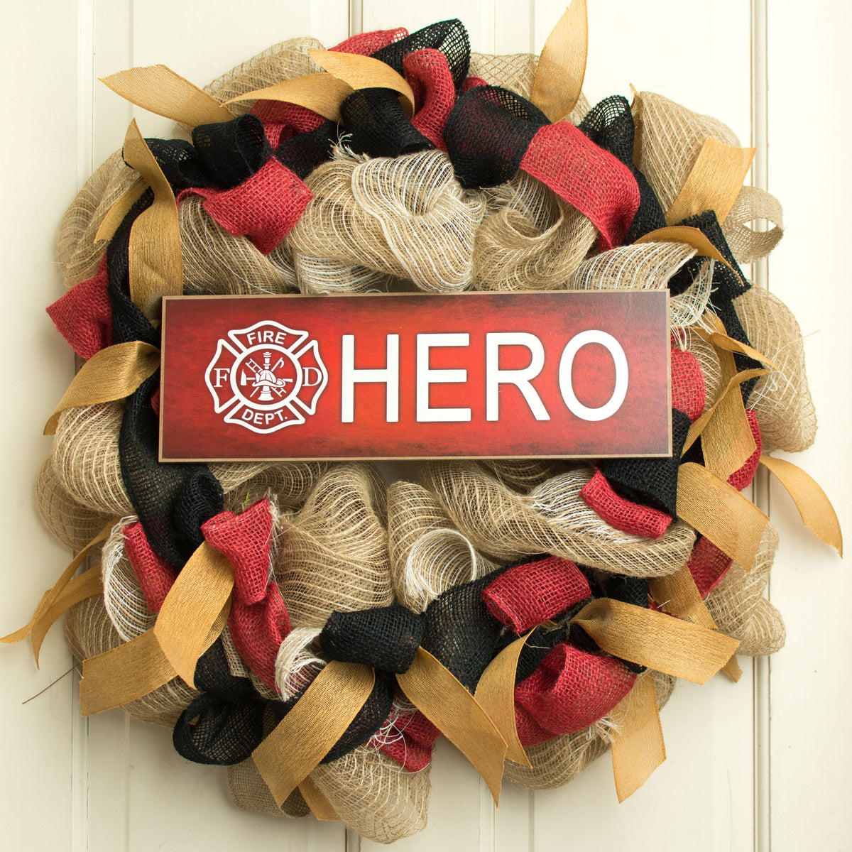 15" Wooden Sign: Firefighter Hero Lifestyle Photo