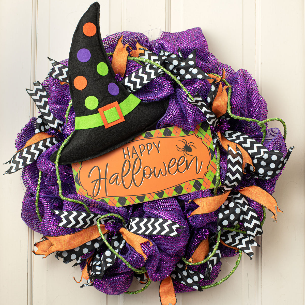 12" Wooden Sign: Happy Halloween Argyle Lifestyle Photo