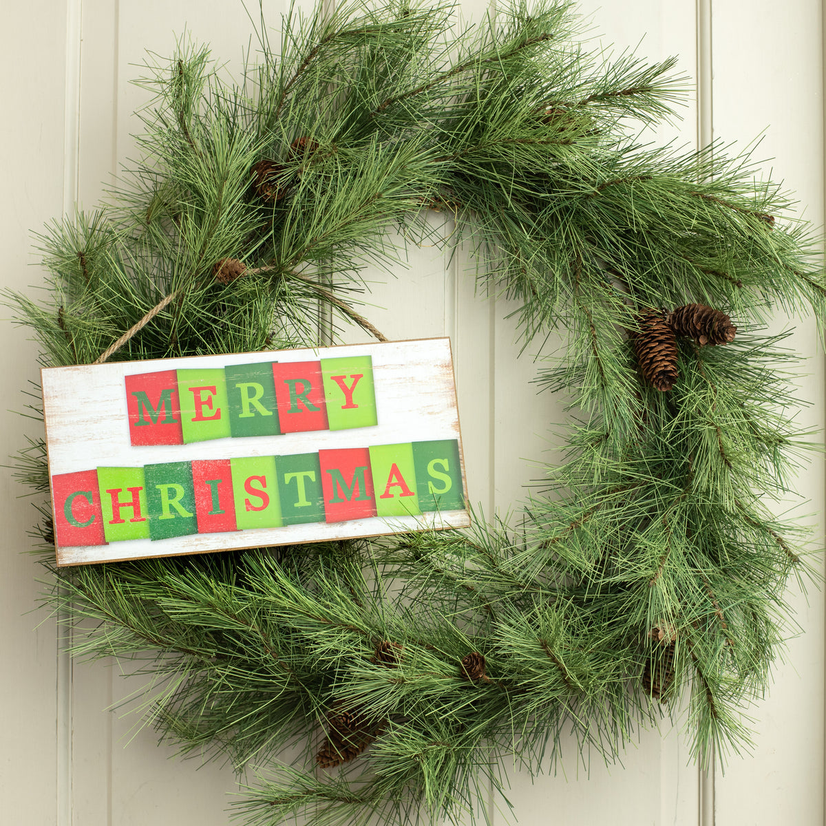 12" Wooden Sign: Merry Christmas Blocks Lifestyle Photo