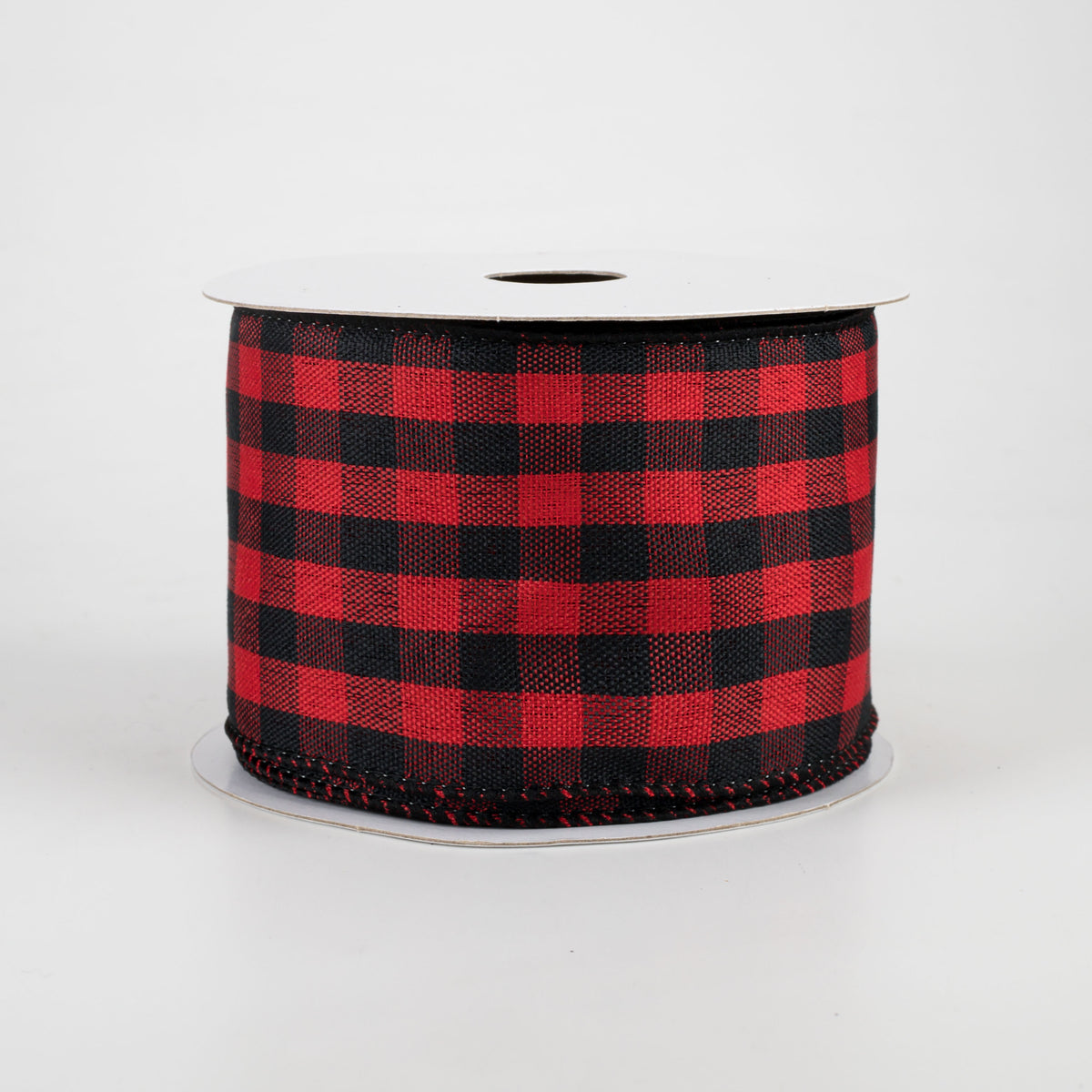 2.5" Woven Buffalo Plaid Ribbon: Black & Red (10 Yards)