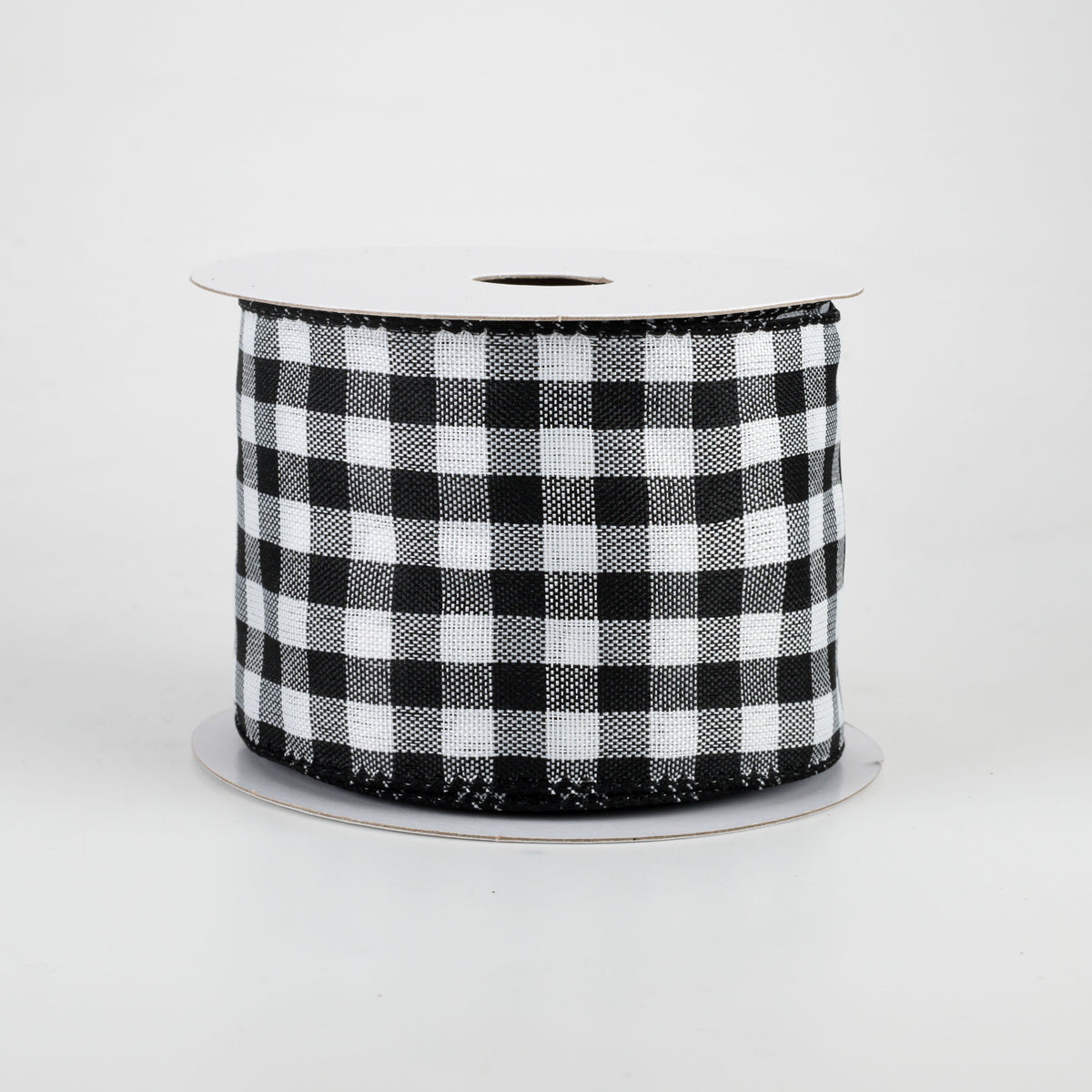 2.5" Woven Buffalo Plaid Ribbon: Black & White (10 Yards)