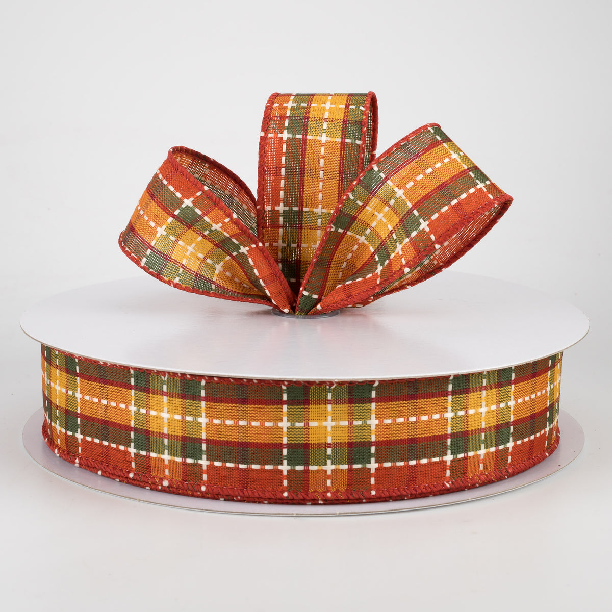 1.5" Woven Dashed Line Fall Plaid (50 Yards) Lifestyle Photo