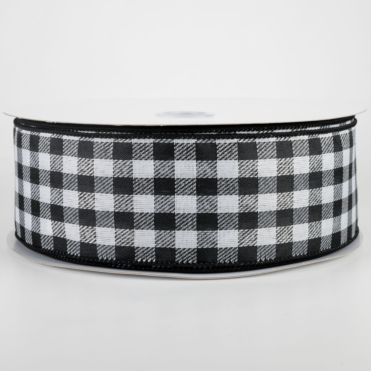 2.5" Woven Diagonal Check Ribbon: Black & White (50 Yards)