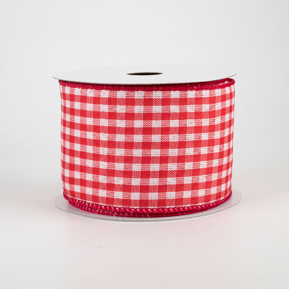 2.5" Woven Mini Buffalo Plaid Ribbon: Red & White (10 Yards) Item Number: 72006-40-01
