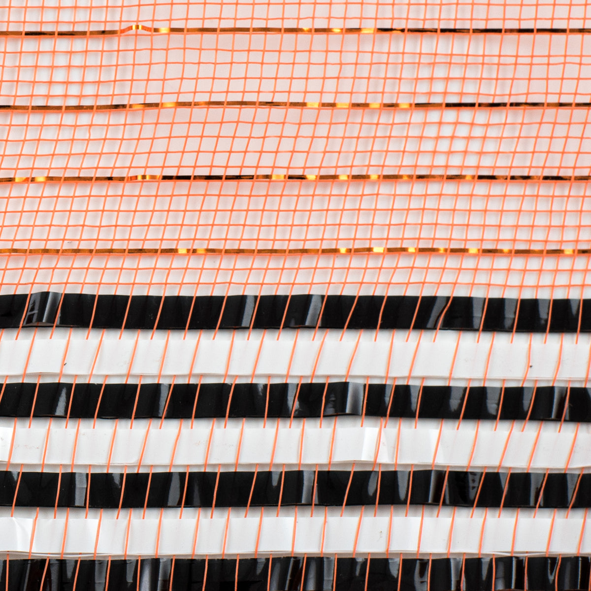 10" XL Wide Foil Border Stripe Mesh: Orange, Black, White detail photo 3