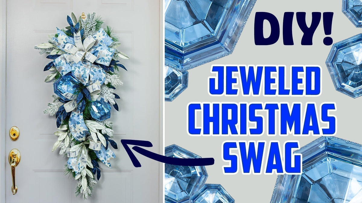 Blue Gems & Poinsettia Holiday Swag Tutorial
