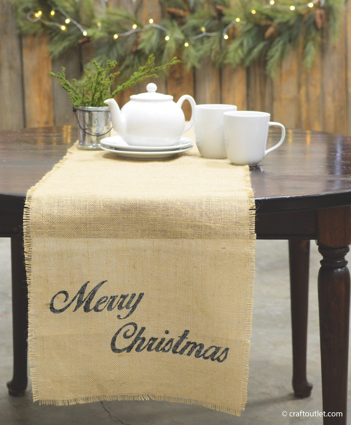 Stenciled Burlap Table Runner