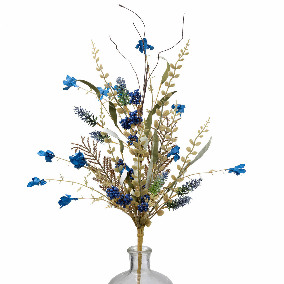 24" Fern, Lavender & Berries Filler Spray: Royal Blue