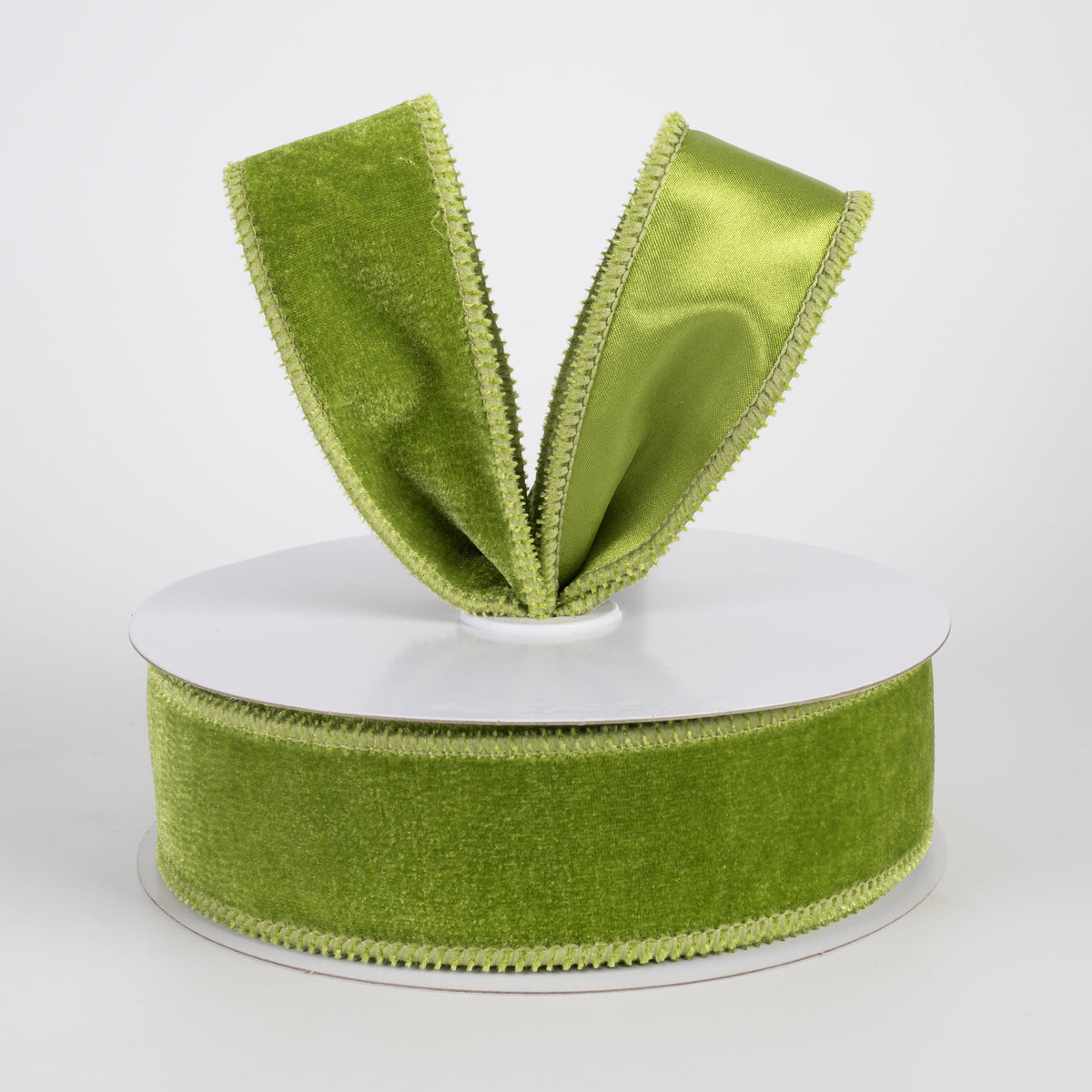 1.5" Deluxe Velvet Satin Backing Ribbon: Moss Green (10 Yards) Lifestyle Photo