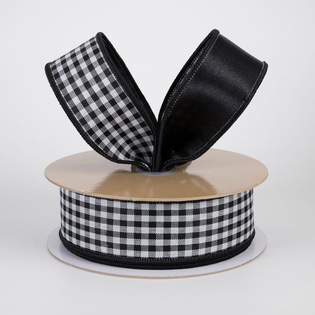 1.5" Double Sided Fused Check & Satin Ribbon: Black & White (10 Yards) Lifestyle Photo