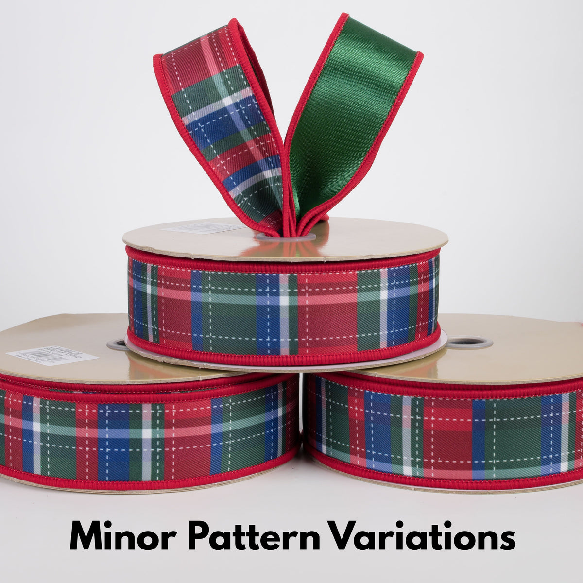 1.5" Double Sided Fused Dashed Plaid Ribbon: Preppy Christmas (10 Yards) Lifestyle Photo