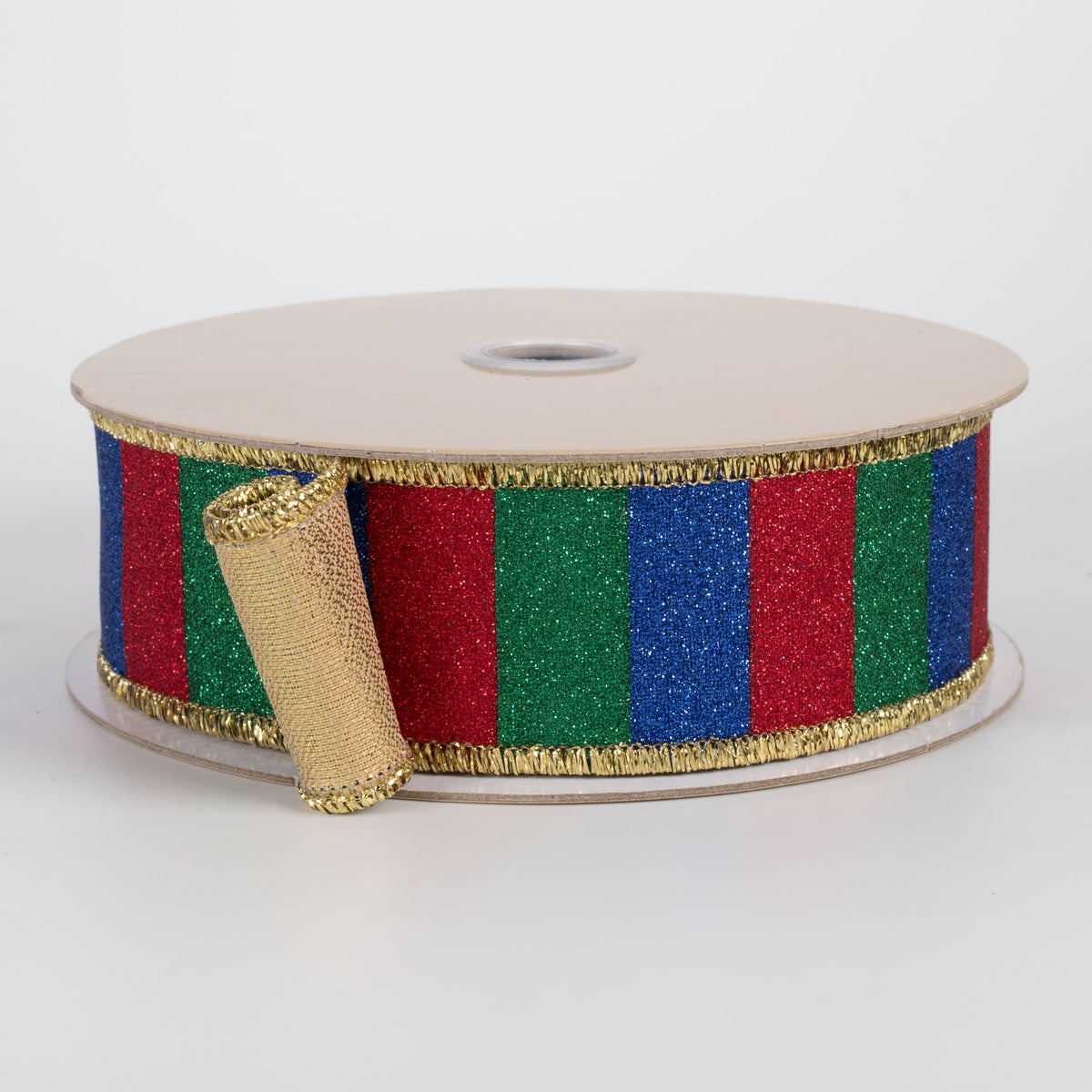 1.5" Double Sided Fused Glitter Stripes Ribbon: Preppy Christmas (10 Yards) Item Number: LX3108J5
