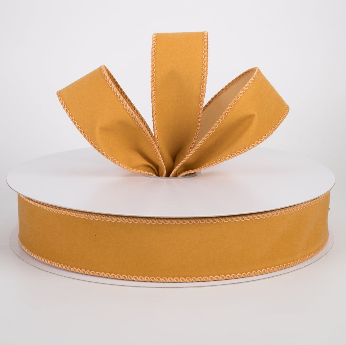 1.5" Flat Velvet Ribbon: Golden Tan (50 Yards) Lifestyle Photo