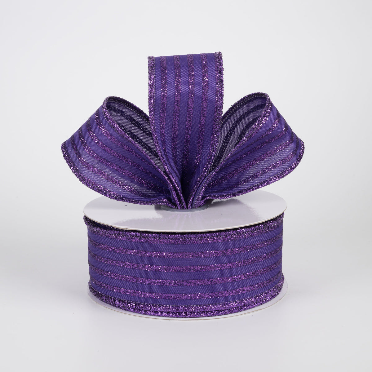 1.5" Glitter Vertical Stripe Ribbon: Purple (10 Yards) Lifestyle Photo