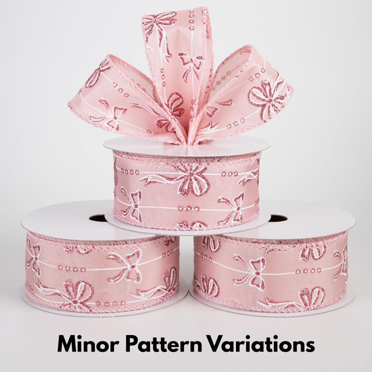 1.5" Glittered Bows Satin Ribbon: Pink (10 Yards) Lifestyle Photo