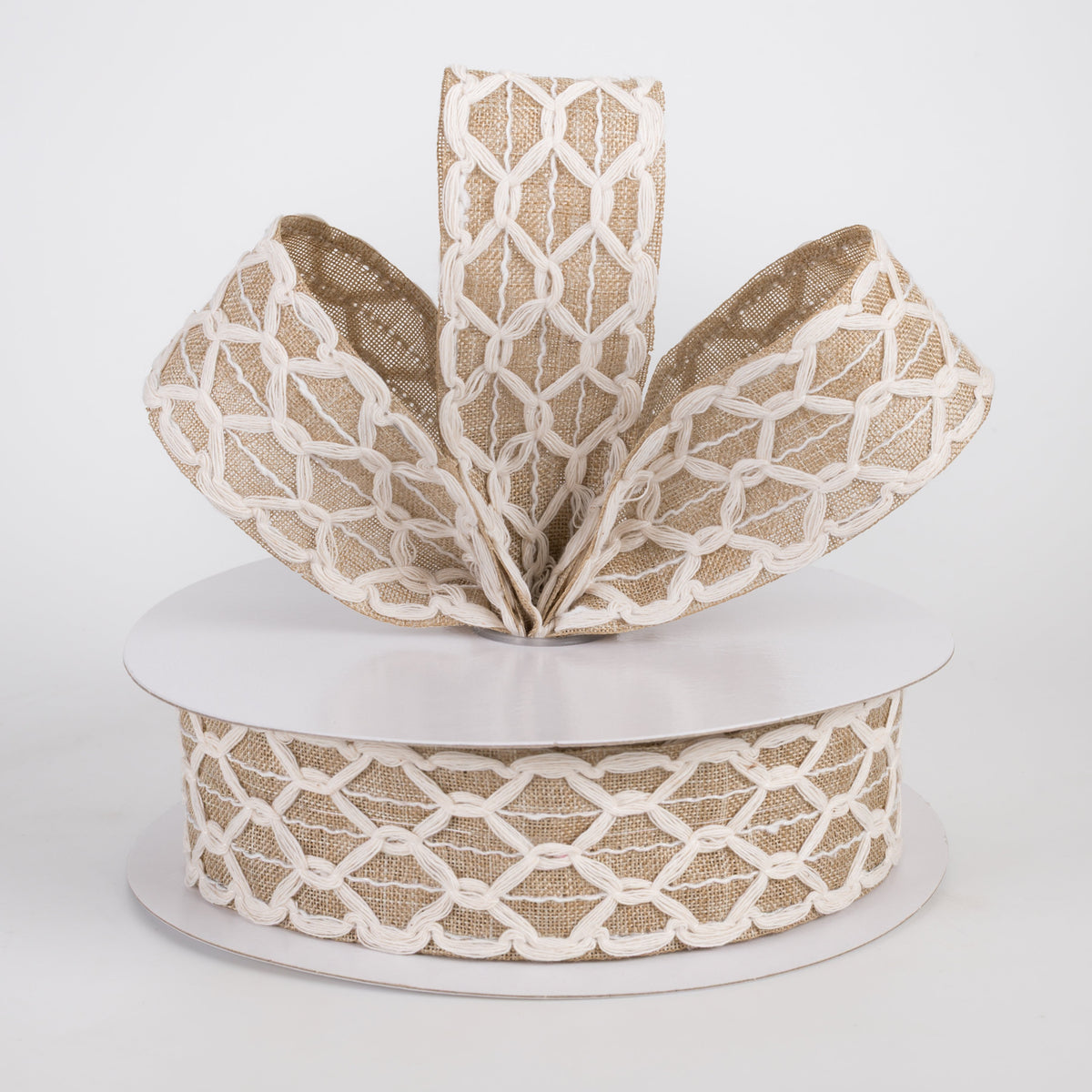 1.5" Ivory Scalloped Weave on Linen Ribbon: Natural (10 Yards) Lifestyle Photo