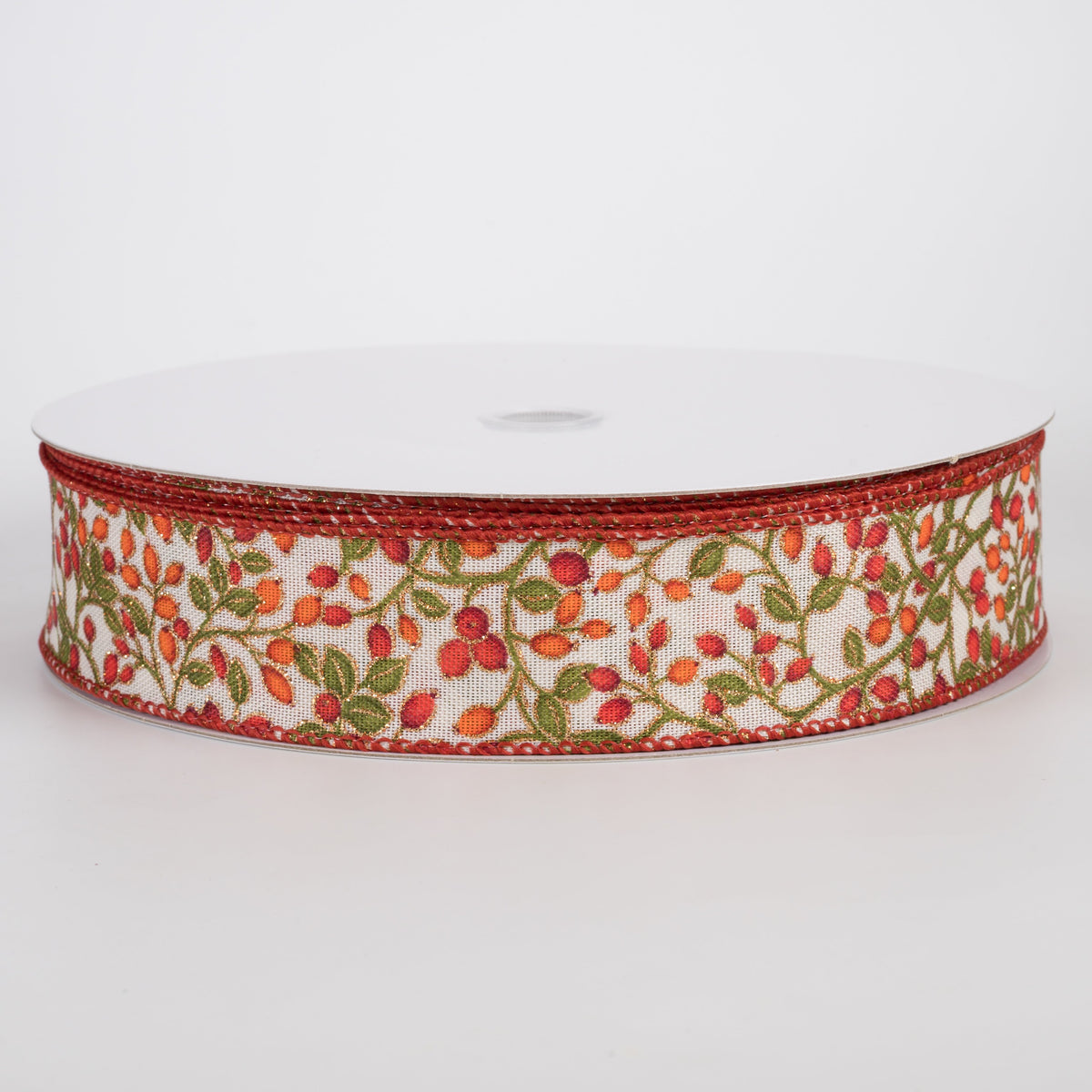 1.5" Linen Fall Berries Ribbon: Ivory (50 Yards) Item Number: 861-09-507