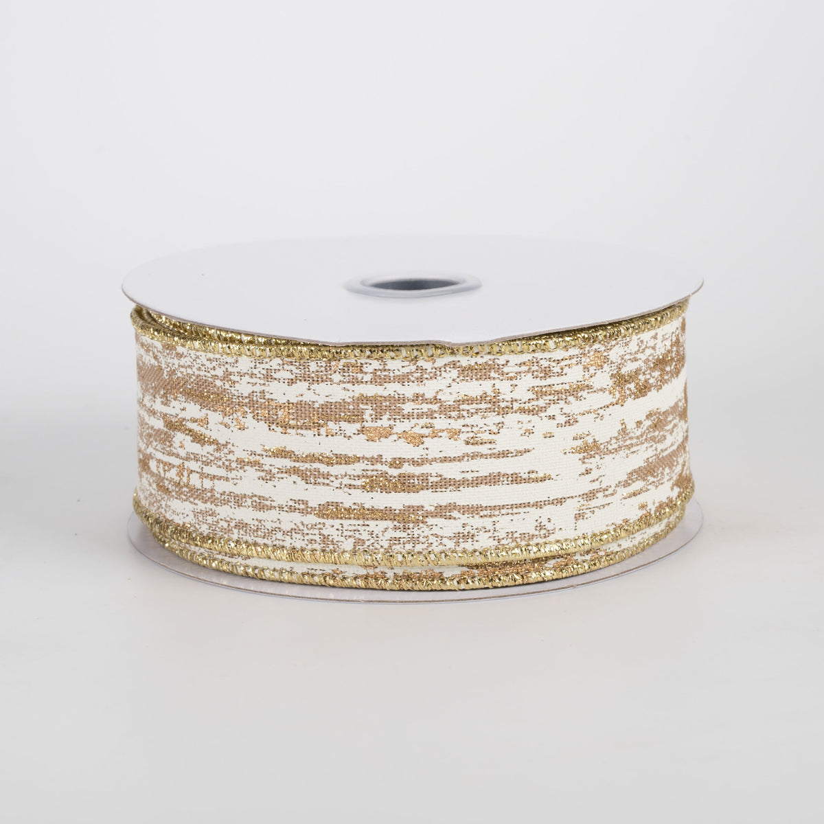 1.5" Metallic Glitter Streaks Ribbon: Beige, Cream, Gold (10 Yards) Item Number: RGH152601