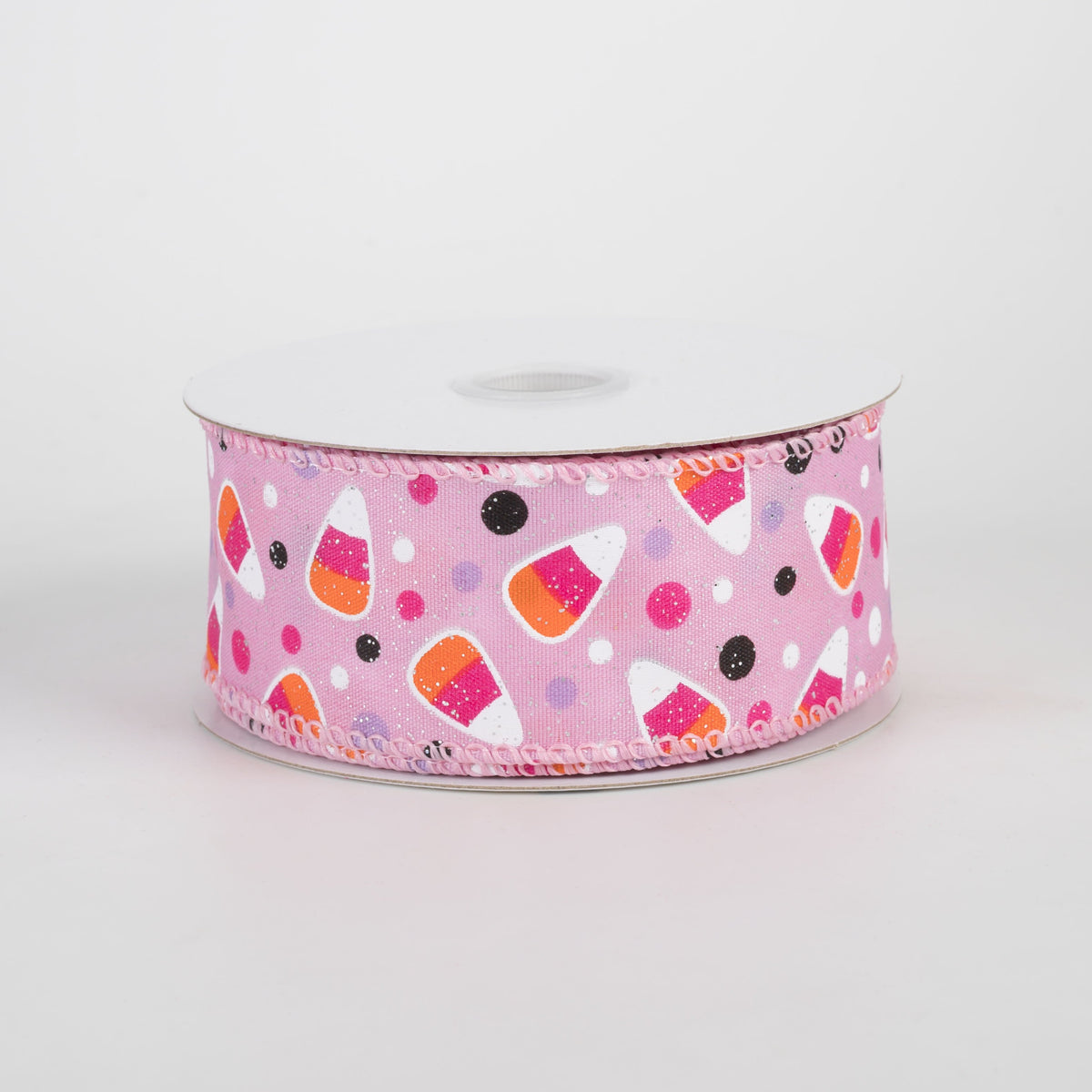 1.5" Pastel Candy Corn Glittered Satin Ribbon: Pink (10 Yards) Item Number: 51608-09-03