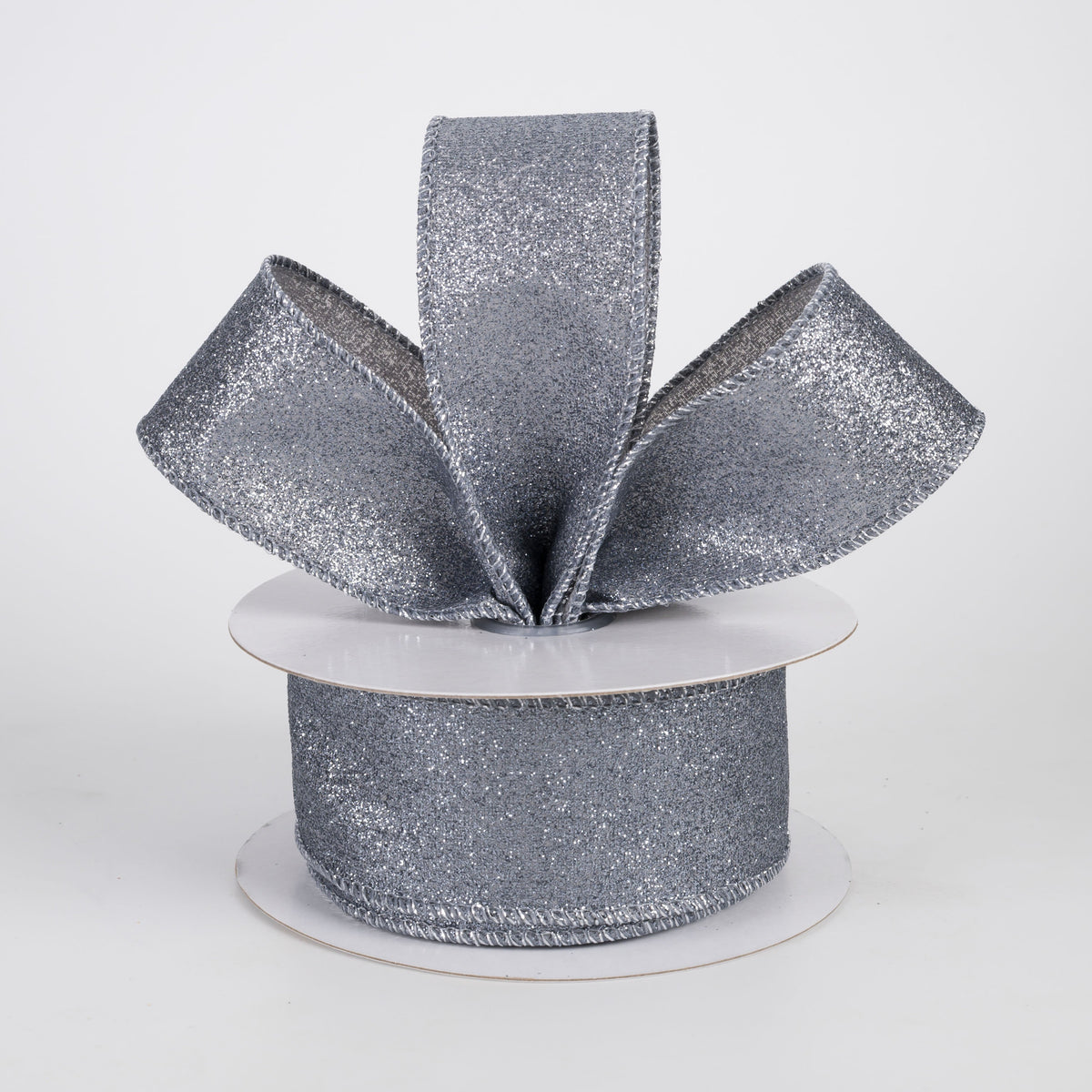 1.5" Shimmer Glitter Ribbon: Pewter Grey (10 Yards) Lifestyle Photo