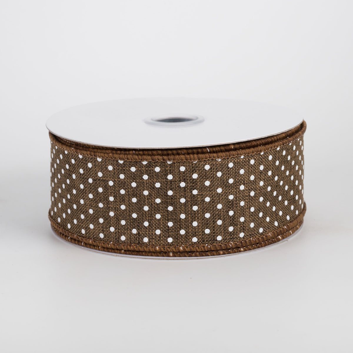 1.5" Swiss Dots Ribbon: Brown & White (10 Yards) Item Number: RG0165104