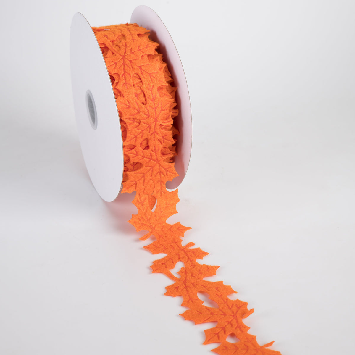 1.5" Unwired Felt Leaf Cutout Ribbon: Orange (10 Yards) Lifestyle Photo