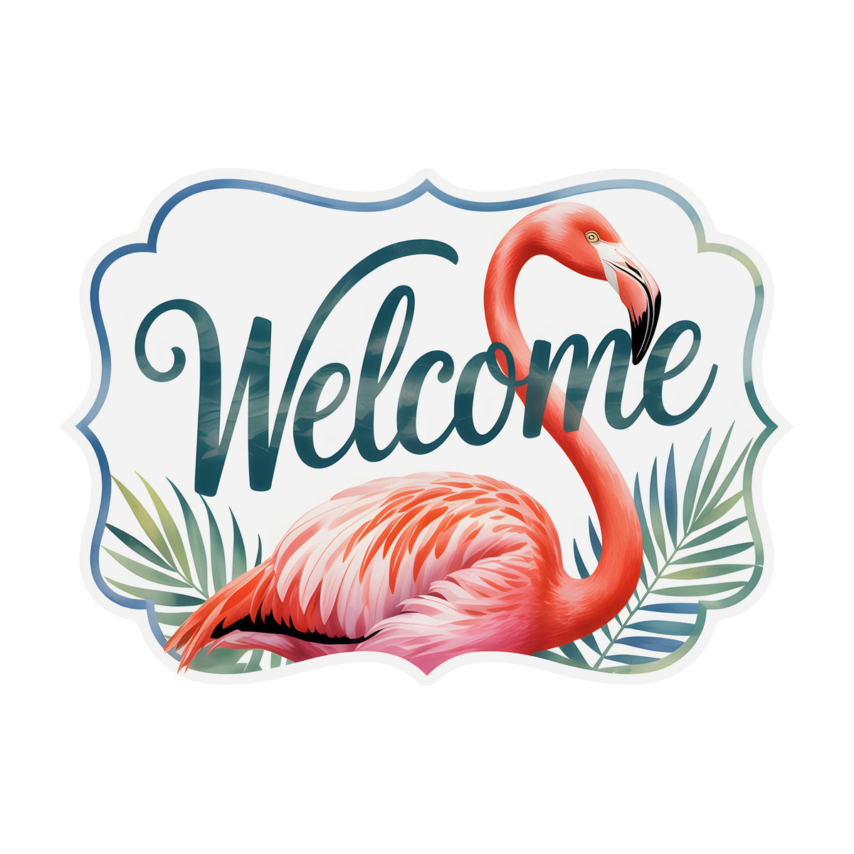 10.5" Bracket Waterproof Sign: Flamingo Welcome Tropical Item Number: CD1359NH-105