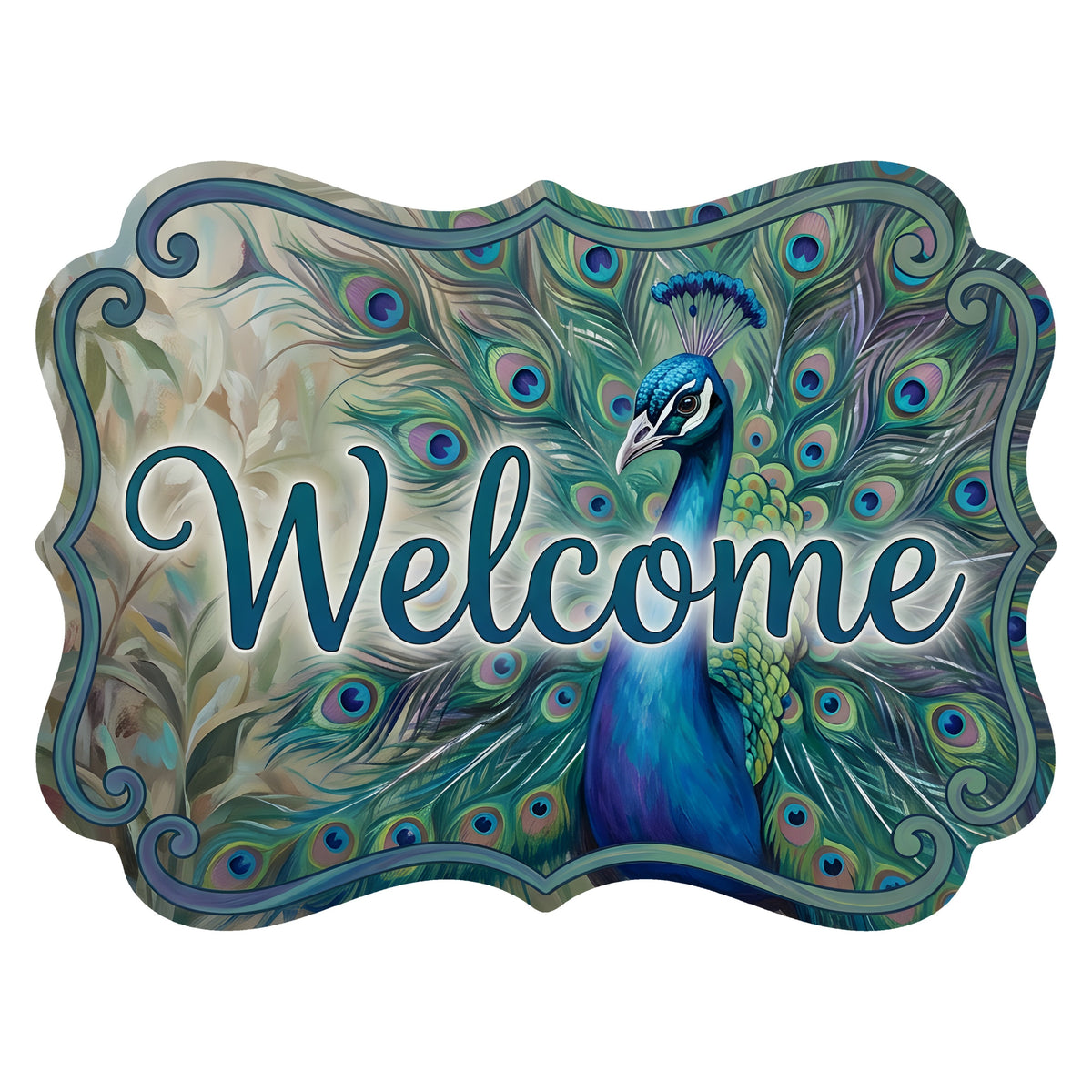 10.5" Bracket Waterproof Sign: Peacock Welcome Item Number: CD1468NH-105