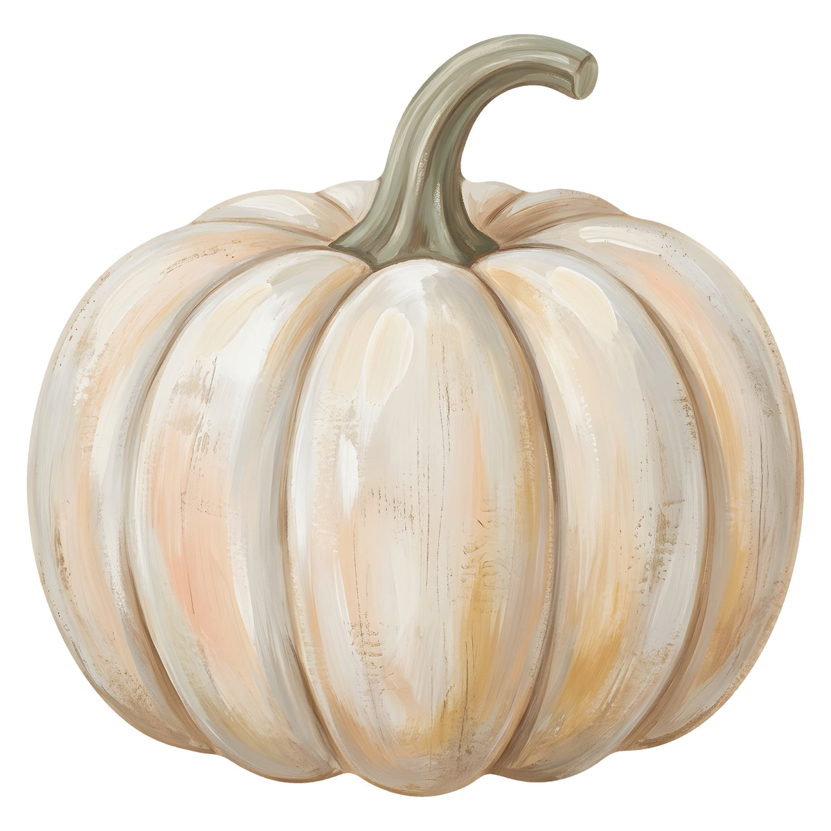 10.5" Flat Waterproof Accent: Cream Farmhouse Painted Pumpkin Item Number: CD1394NH-105